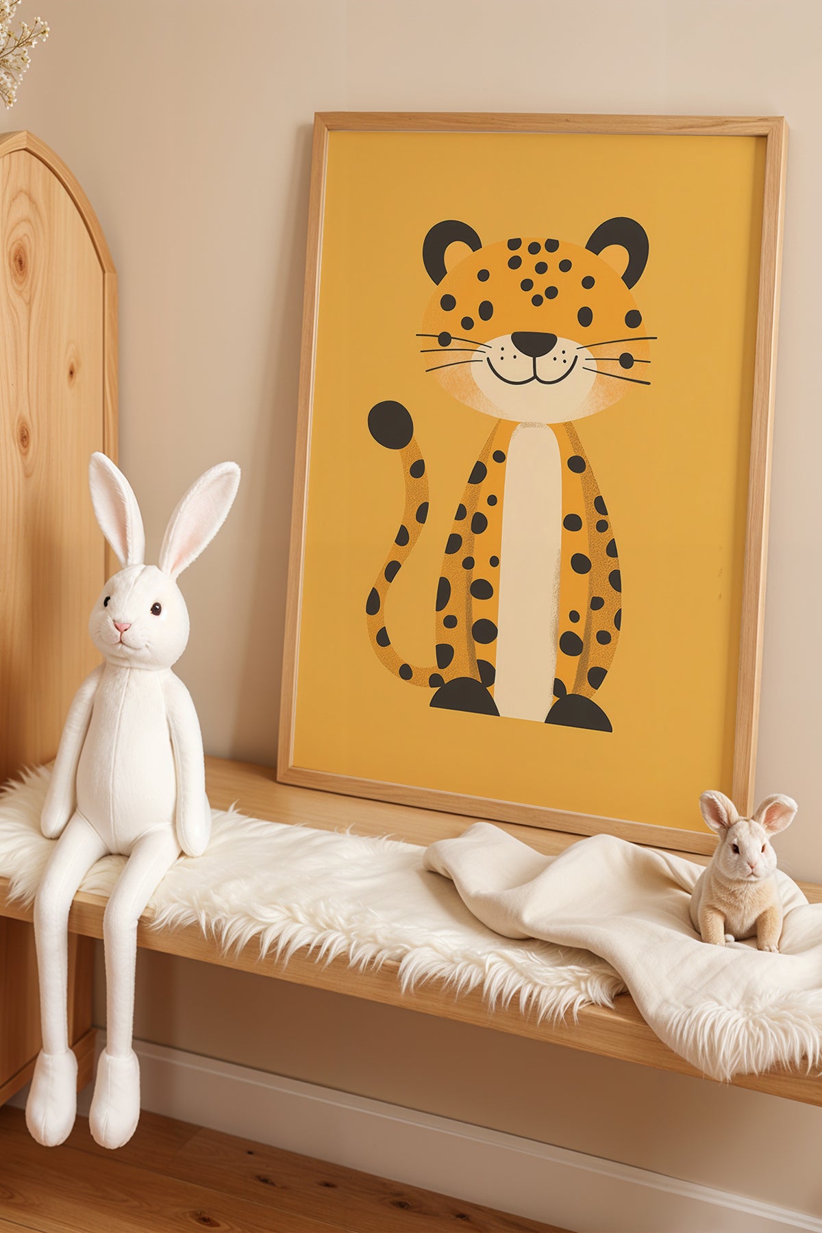 2'li Sevimli Marsupilamiler Çocuk Odası Ahşap Çerçeveli Duvar Tablosu