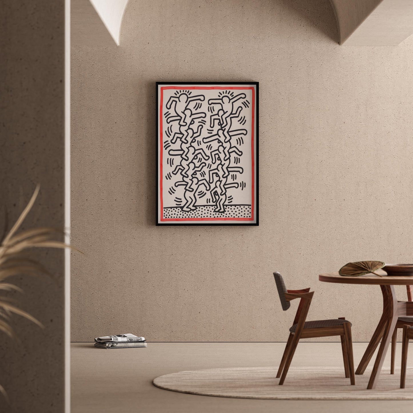 Yan Yana Dans Edenler - Keith Haring Ahşap Duvar Tablosu