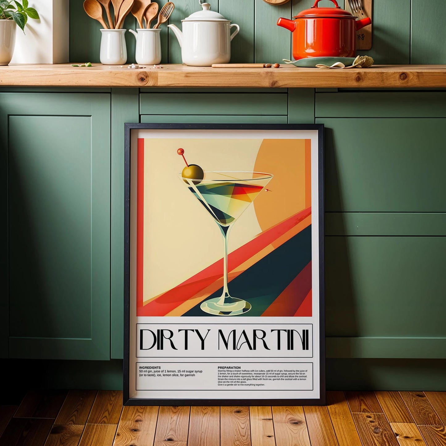 Dirty Martini Kokteyl Tarifi Mutfak Duvar Tablosu