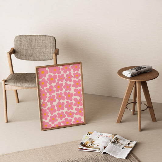 Matisse Kağıt Kesimleri Abstract Serisi Pembe Soyut Çiçekler I Duvar Tablosu