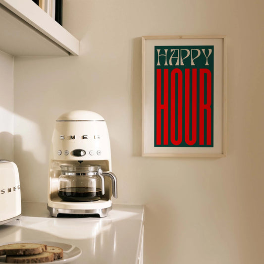 Happy Hour Tipografi Mutfak Duvar Tablosu