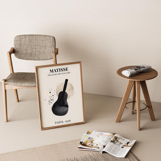 Matisse Kağıt Kesimleri Serisi Minimalist Gitar Motifi I Duvar Tablosu