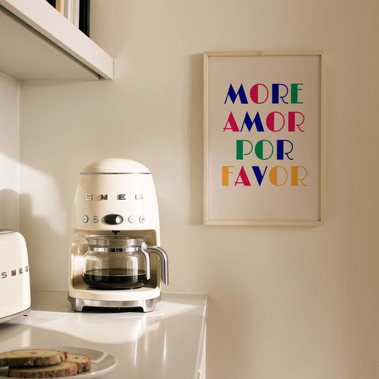 More Amor Por Favor Renkli Tipografi Mutfak Duvar Tablosu