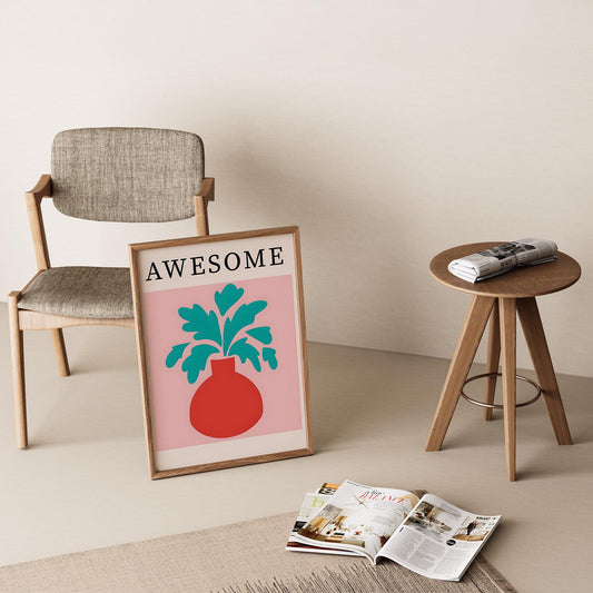 Matisse Kağıt Kesimleri Abstract Serisi Soyut Vazo AWESOME Tipografi I Duvar Tablosu