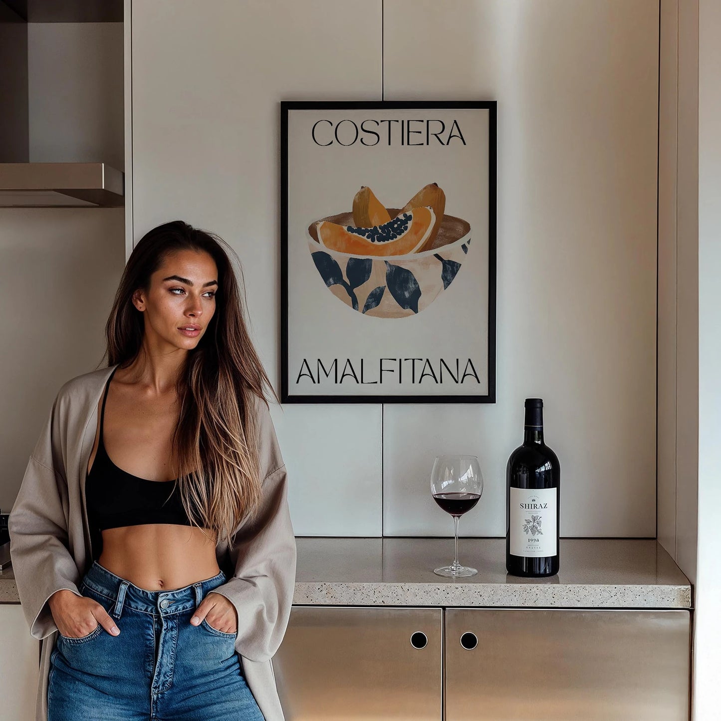 Costiera Amalfitana Papaya Akdeniz İtalya Koleksiyonu Mutfak Duvar Tablosu II