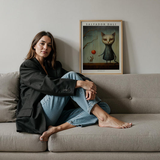 Kedi ve Top - Salvador Dali Ahşap Duvar Tablosu