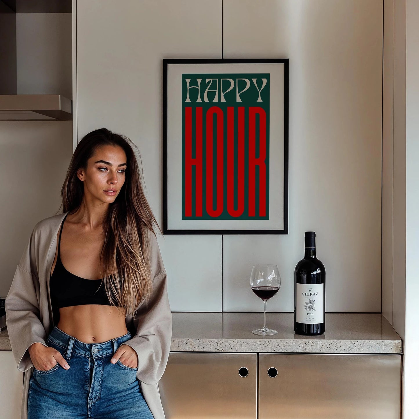 Happy Hour Tipografi Mutfak Duvar Tablosu