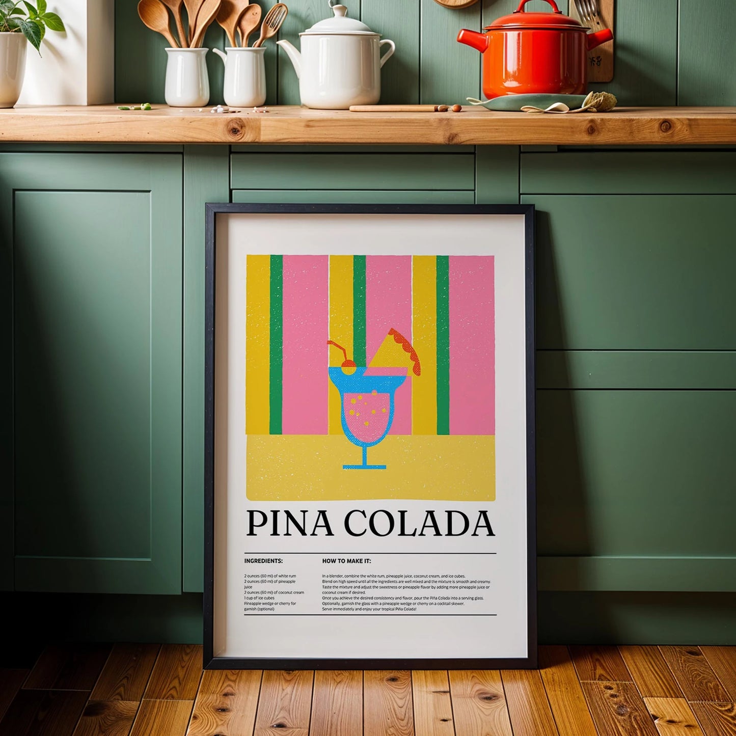 Pina Colada Kokteyl Tarifi Mutfak Duvar Tablosu