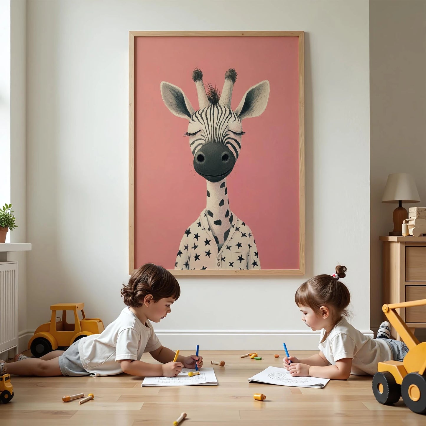 Pijamalı Uykucu Zebra - Pembe Fon