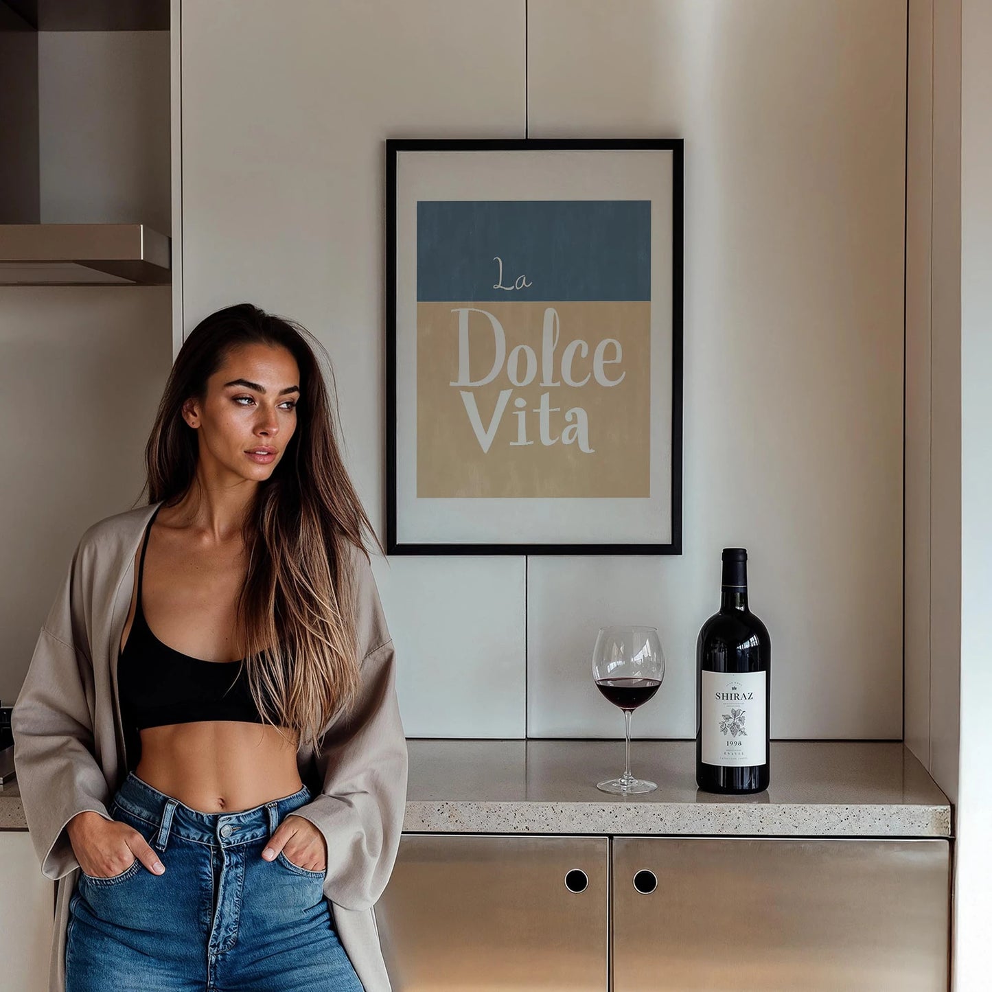 La Dolce Vita Minimal İtalyanca Tipografi Mutfak Duvar Tablosu
