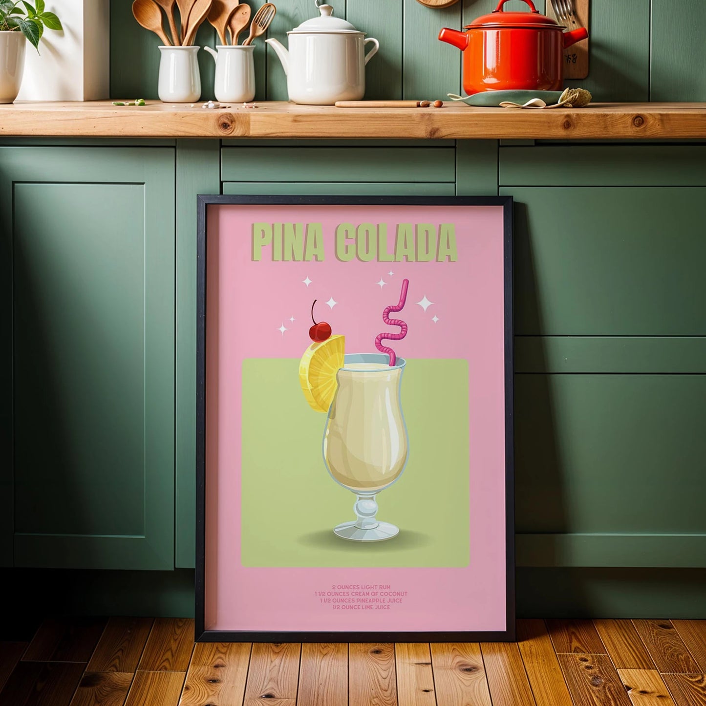Pina Colada Kokteyli Mutfak Duvar Tablosu