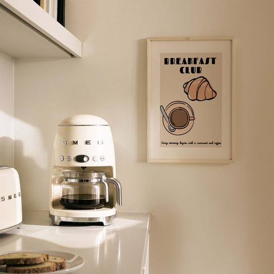 Breakfast Club Croissant Kahve Mutfak Duvar Tablosu