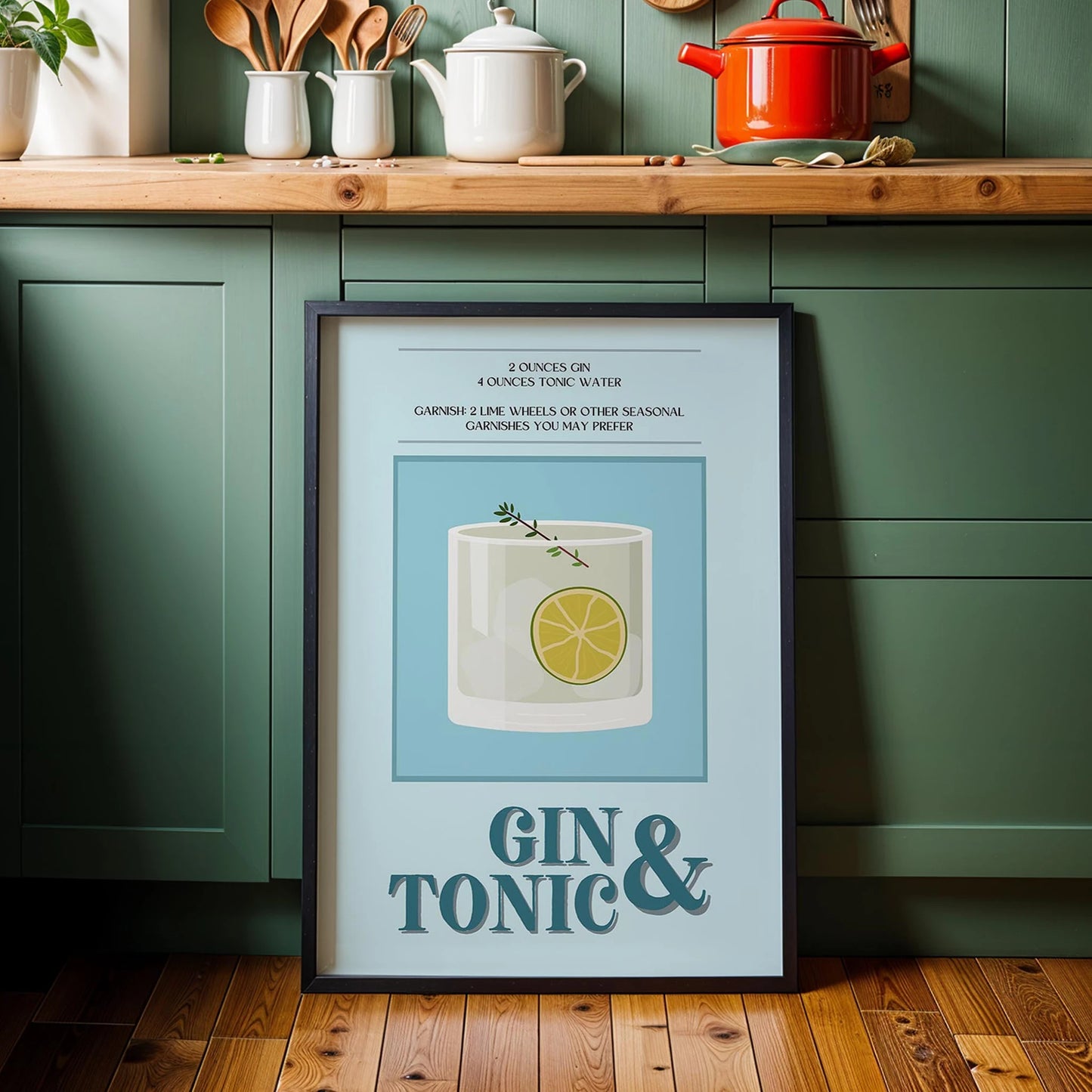 Gin & Tonic Kokteyl Tarifi Mutfak Duvar Tablosu