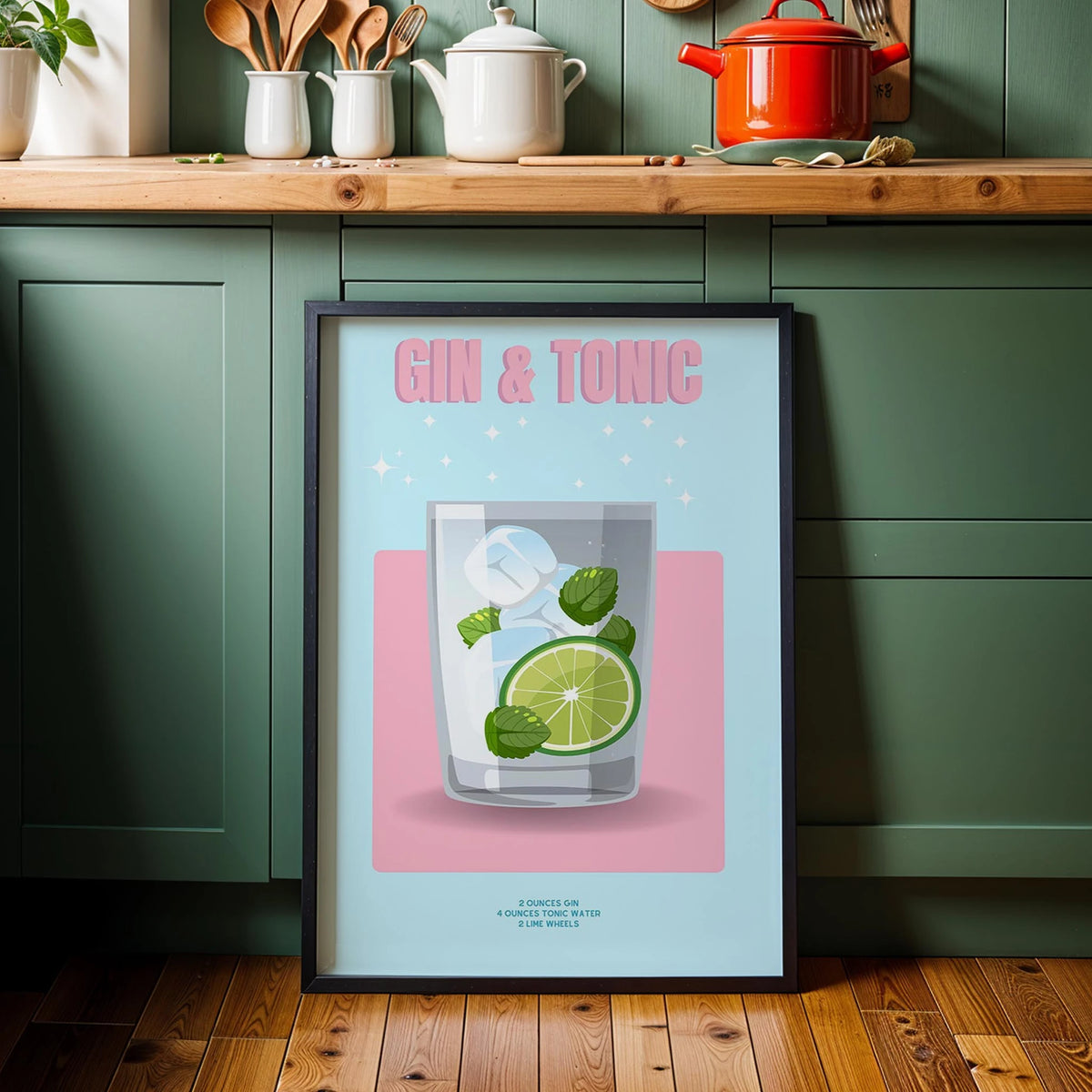 Gin & Tonic Kokteyli İllüstrasyon Mutfak Duvar Tablosu
