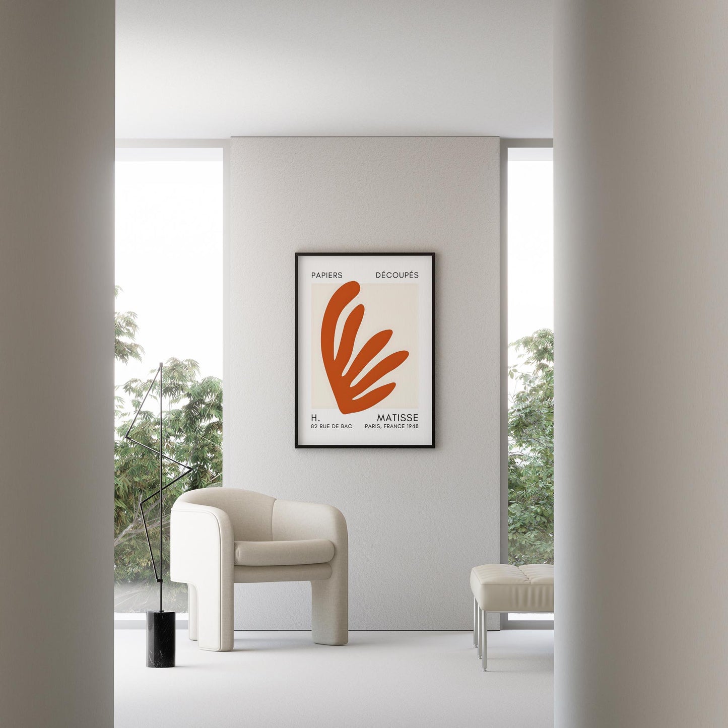 Matisse Kağıt Kesimleri Serisi Terracotta Soyut Yaprak I Duvar Tablosu