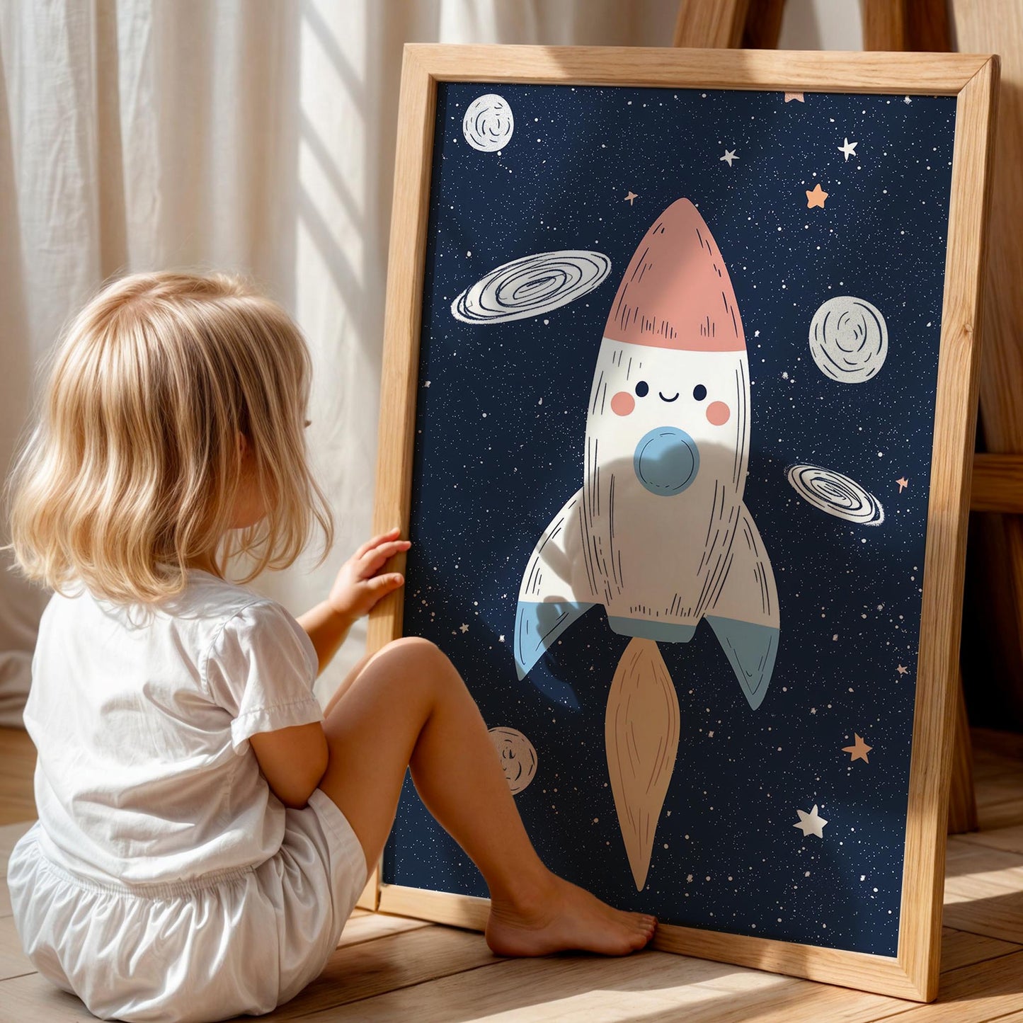 Unicorn ve Yıldızlar - Çocuk Odası Ahşap Tablo