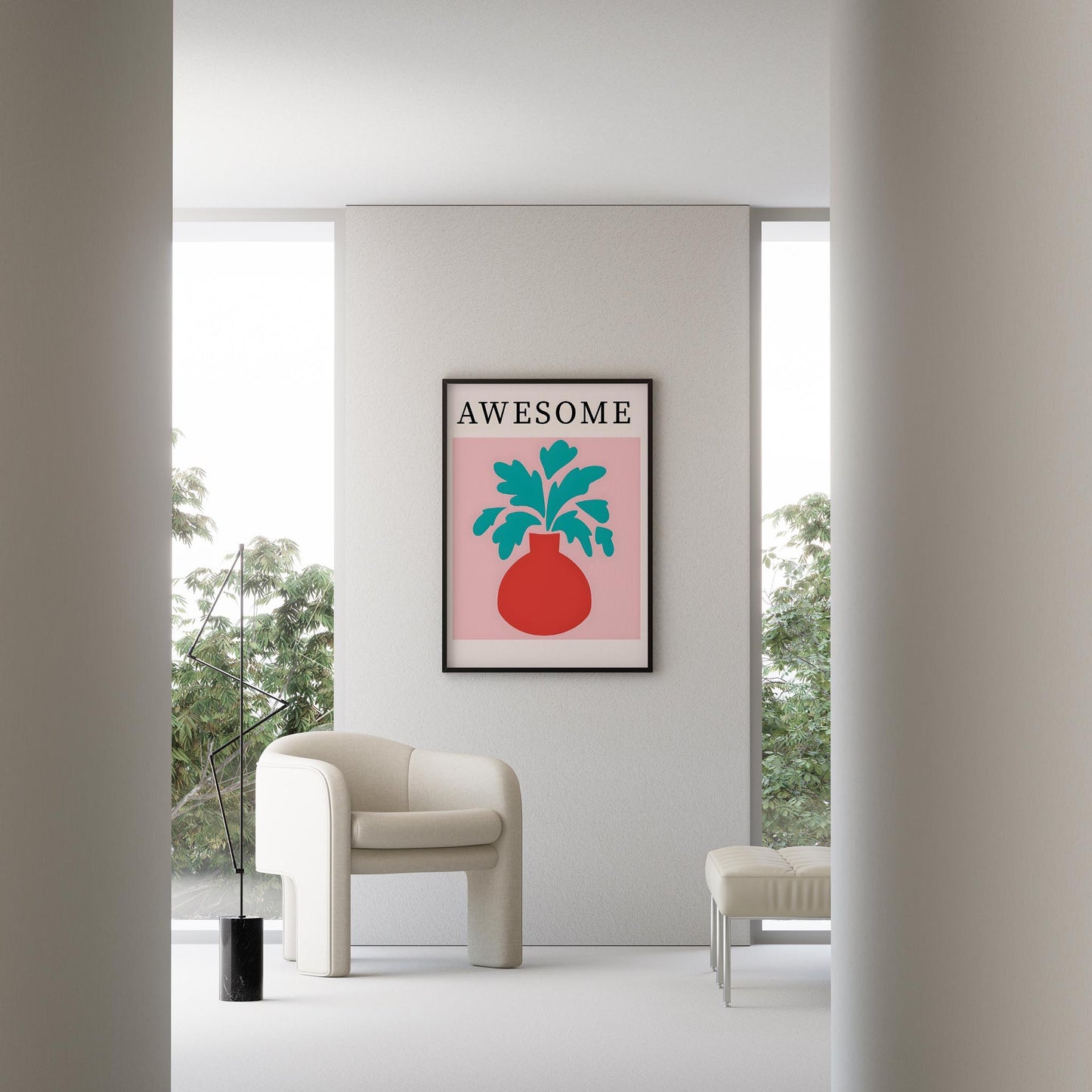 Matisse Kağıt Kesimleri Abstract Serisi Soyut Vazo AWESOME Tipografi I Duvar Tablosu