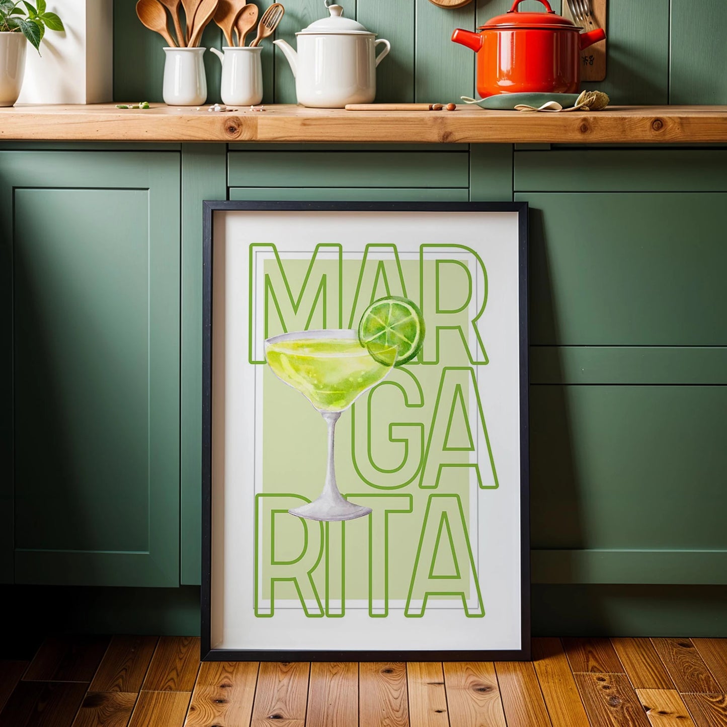 Margarita Tipografik Kokteyl Mutfak Duvar Tablosu