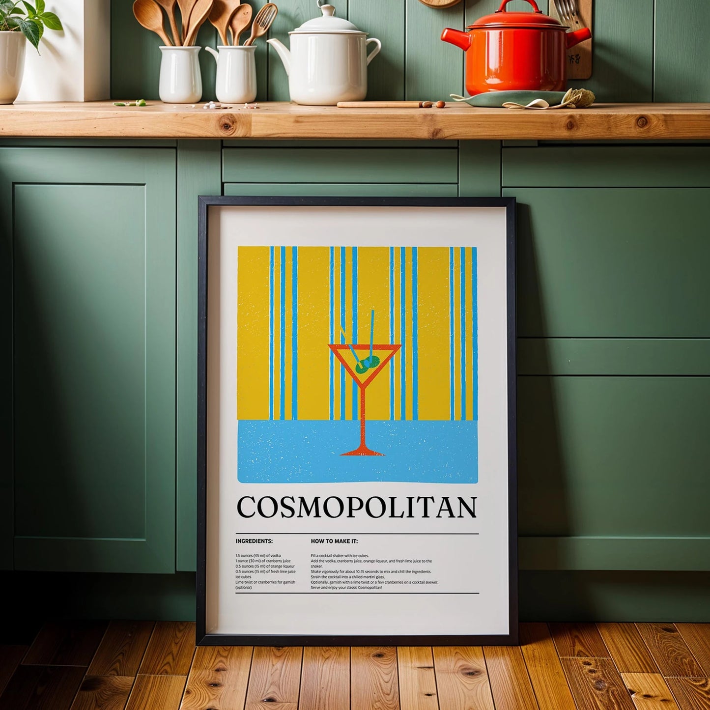 Cosmopolitan Kokteyl Tarifi Mutfak Duvar Tablosu