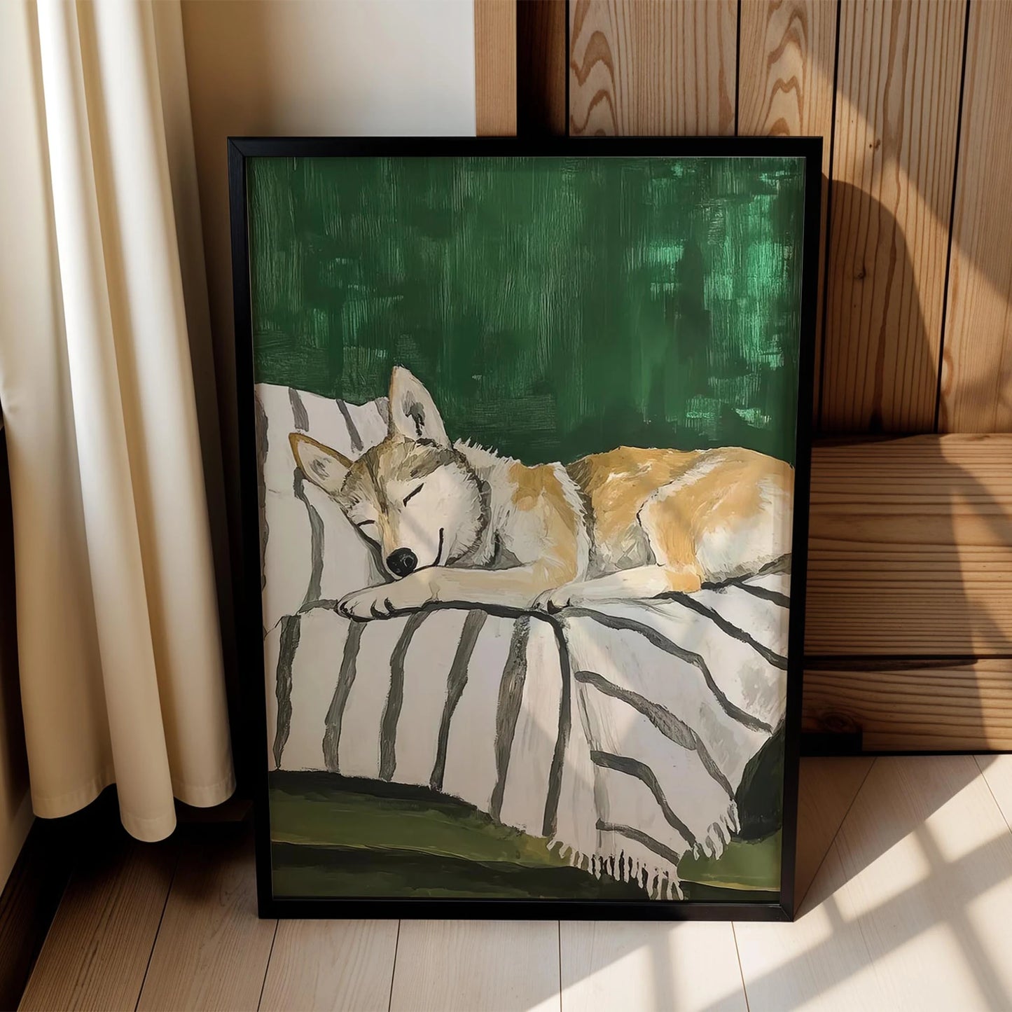 Köpek Portre VIII - Husky Çizgili Zümrüt