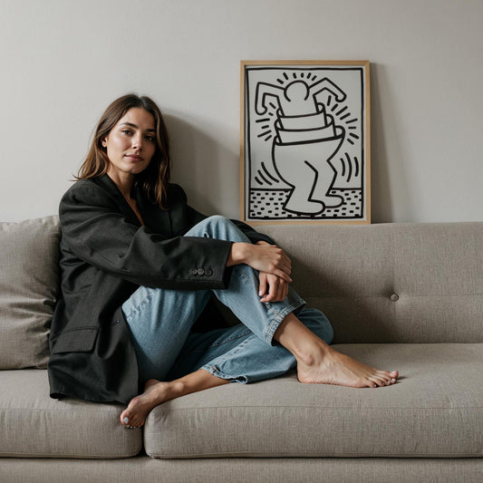 Sallanan Figür - Keith Haring Ahşap Duvar Tablosu