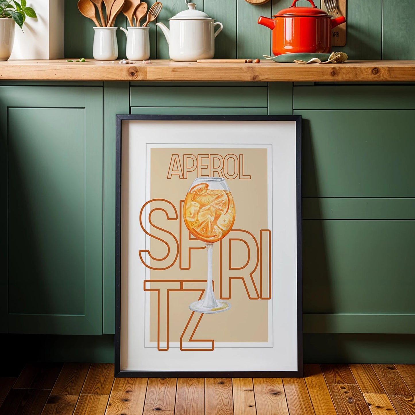 Aperol Spritz Tipografik Kokteyl Mutfak Duvar Tablosu