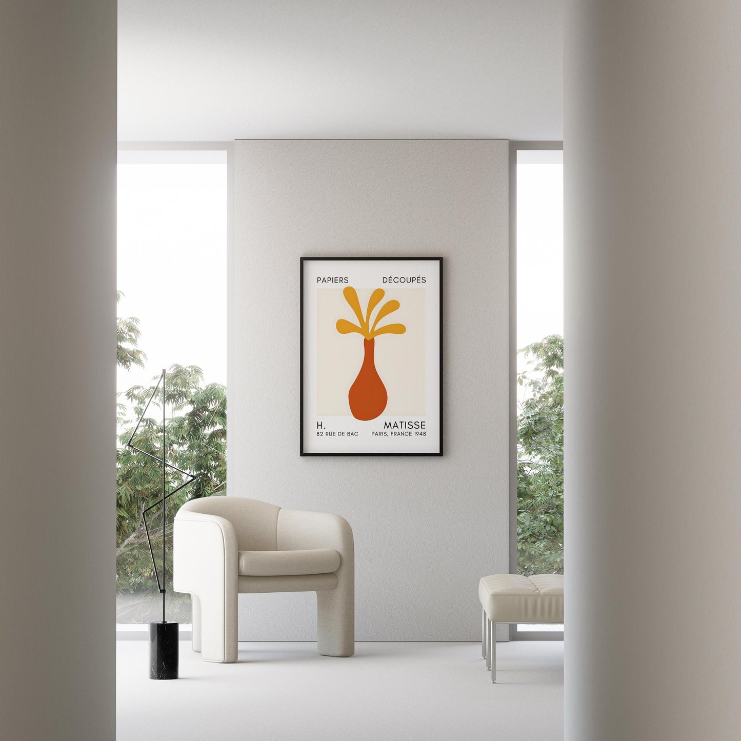 Matisse Kağıt Kesimleri Serisi Terracotta Sarı Soyut Vazo I Duvar Tablosu