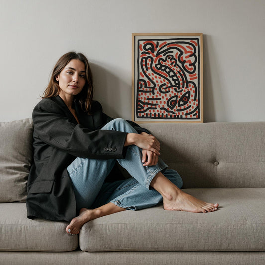 Soyut Desen - Keith Haring Ahşap Duvar Tablosu