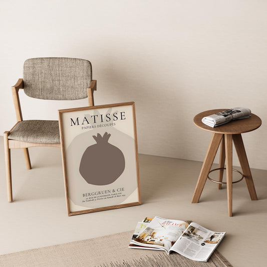 Matisse Kağıt Kesimleri Serisi Minimalist Bej Nar Figürü I Duvar Tablosu