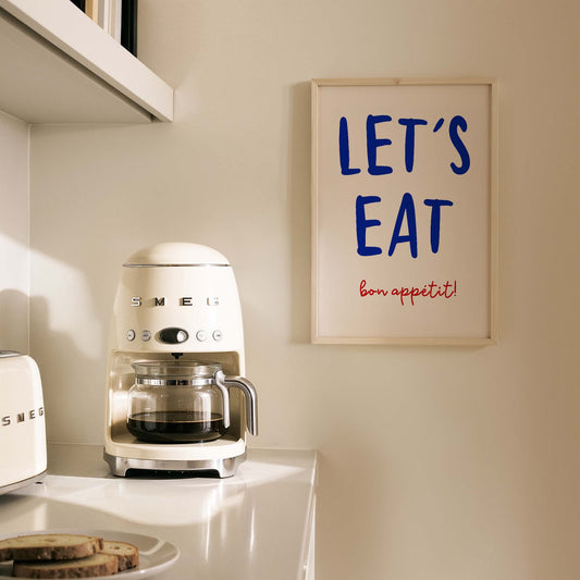 Let's Eat Bon Appétit Tipografi Mutfak Duvar Tablosu
