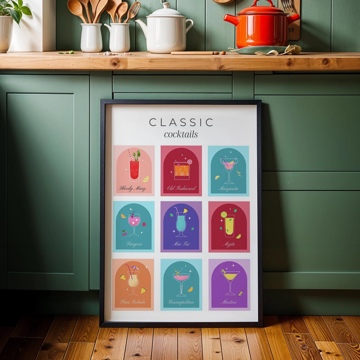 Classic Cocktails İllüstrasyon Mutfak Duvar Tablosu