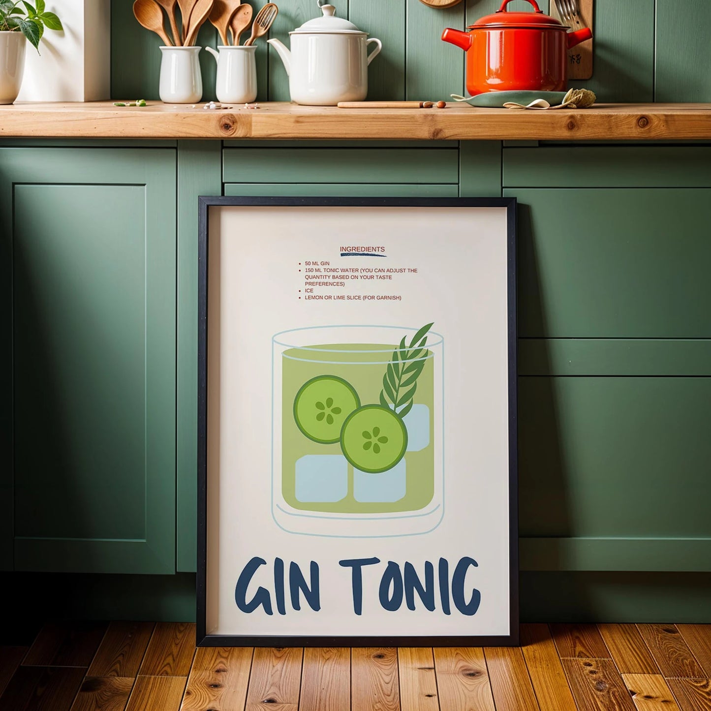 Gin Tonic Kokteyl Tarifi Mutfak Duvar Tablosu