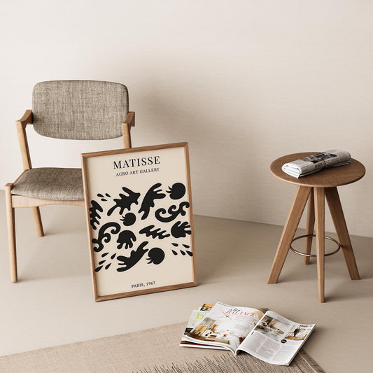 Matisse Kağıt Kesimleri Serisi Siyah Minimalist Dal Desenleri I Duvar Tablosu