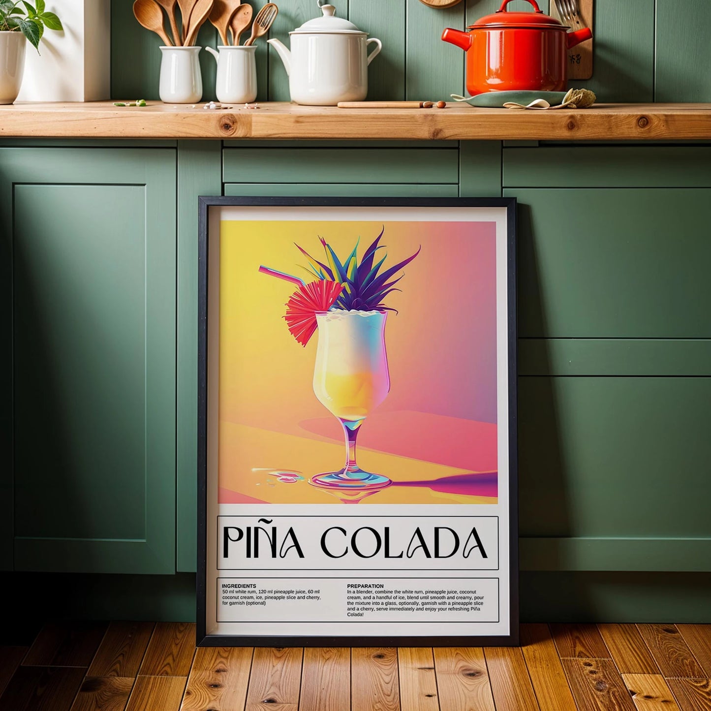 Pina Colada Kokteyl Tarifi Mutfak Duvar Tablosu
