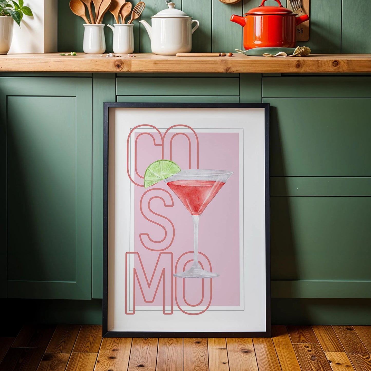 Cosmopolitan Tipografik Kokteyl Mutfak Duvar Tablosu