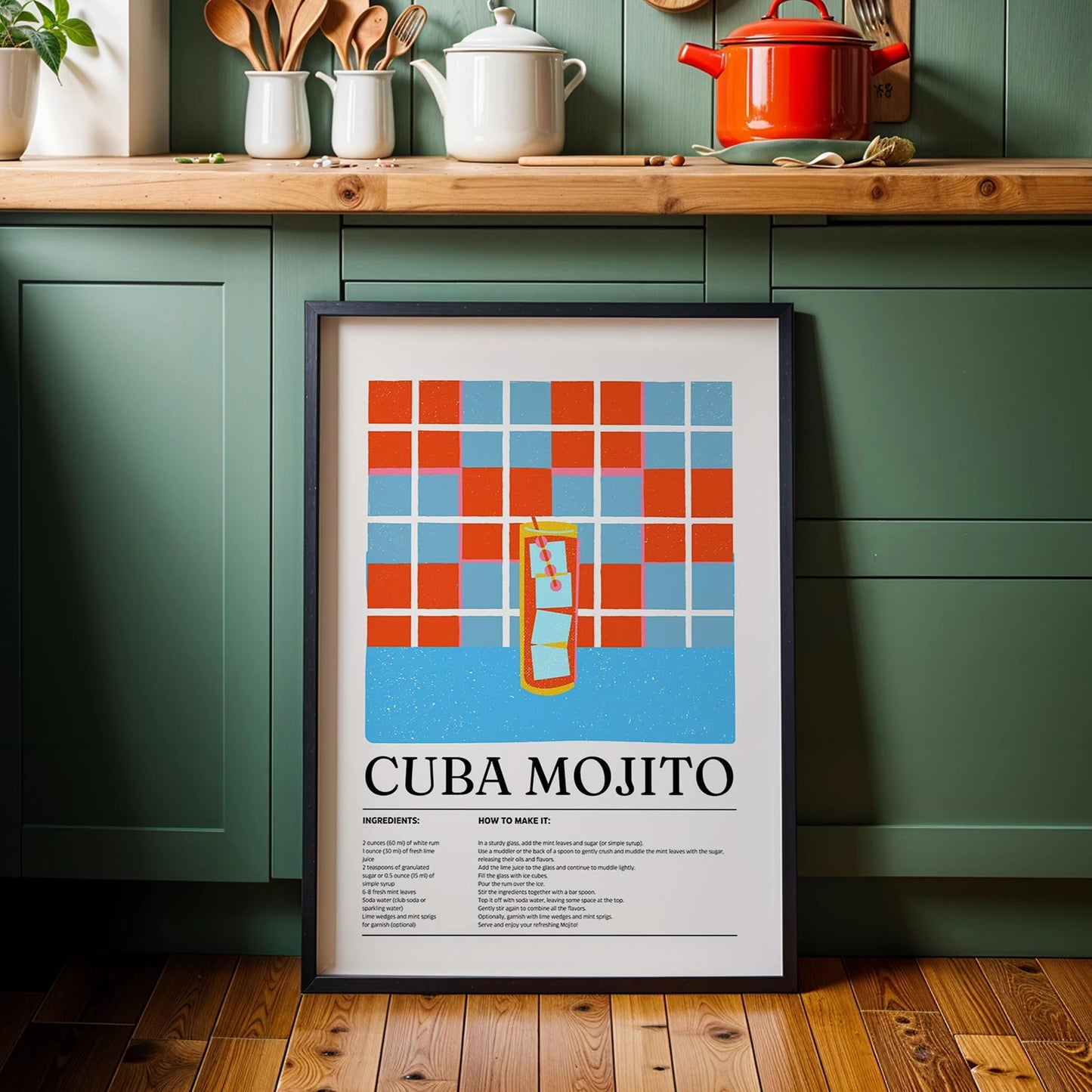 Cuba Mojito Kokteyl Tarifi Mutfak Duvar Tablosu