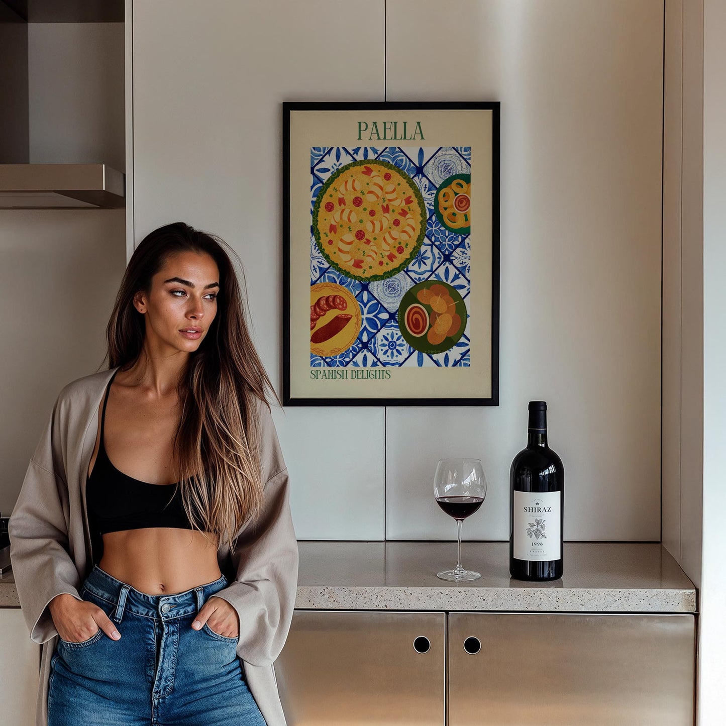 Paella Seramik Desen I Akdeniz İspanya Koleksiyonu Mutfak Duvar Tablosu