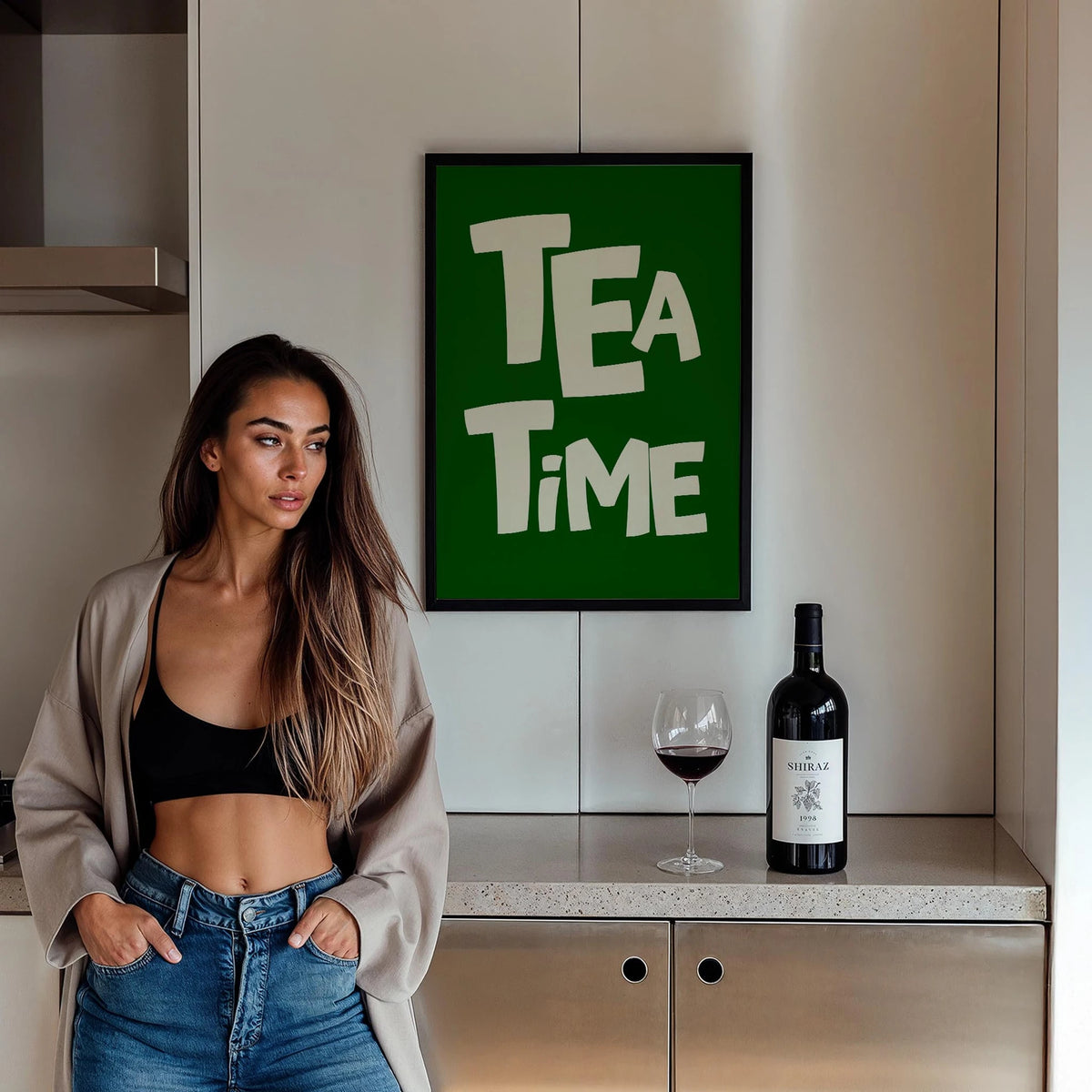 Çay Zamanı Tipografi Mutfak Duvar Tablosu