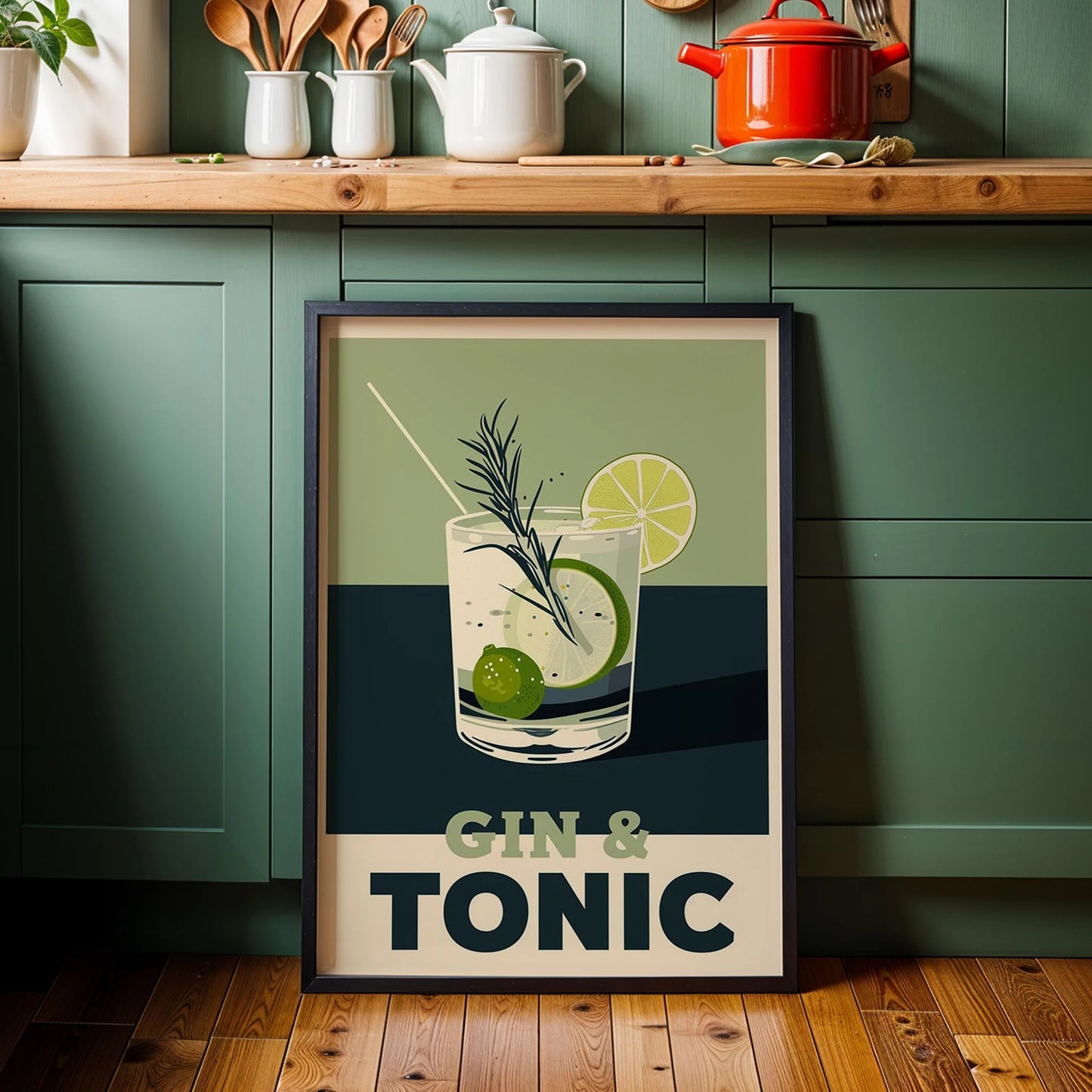Gin & Tonic Kokteyli Retro Mutfak Duvar Tablosu