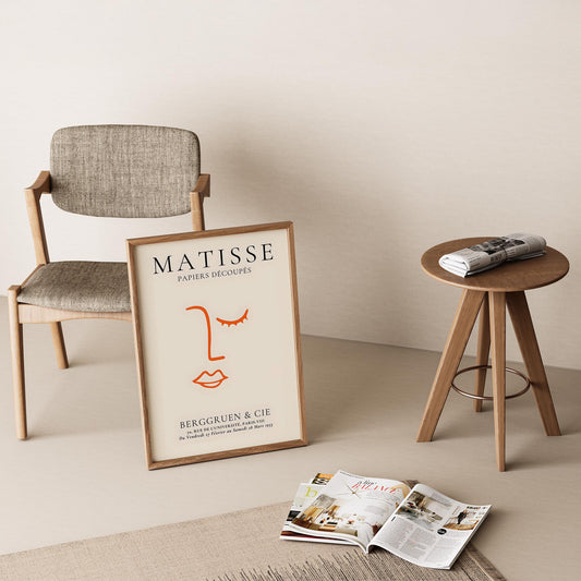 Matisse Kağıt Kesitleri Minimalist Kadın Yüzü Soyut Çizgi I Duvar Tablosu