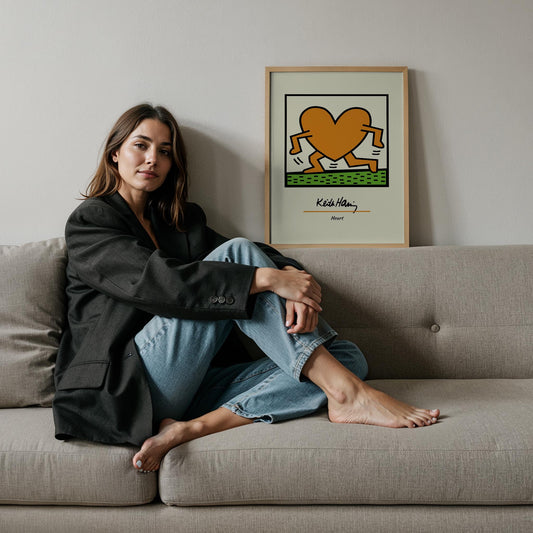 Kalp - Keith Haring Ahşap Duvar Tablosu
