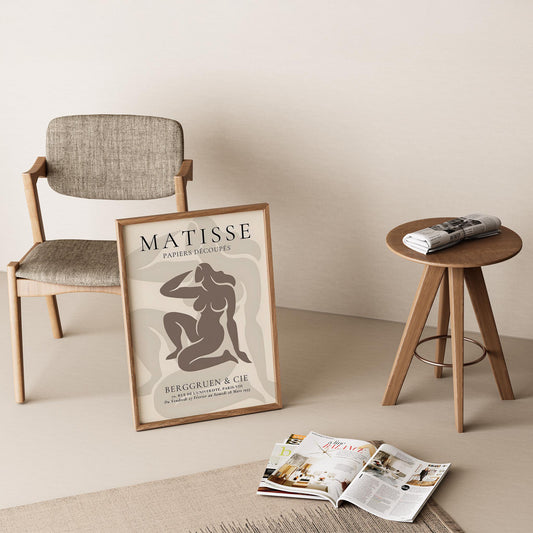 Matisse Kağıt Kesimleri Serisi Minimalist Bej Kadın Figürü I Duvar Tablosu