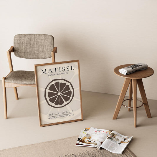 Matisse Kağıt Kesimleri Serisi Limon Bej Kahve Tonları Minimalist I Duvar Tablosu