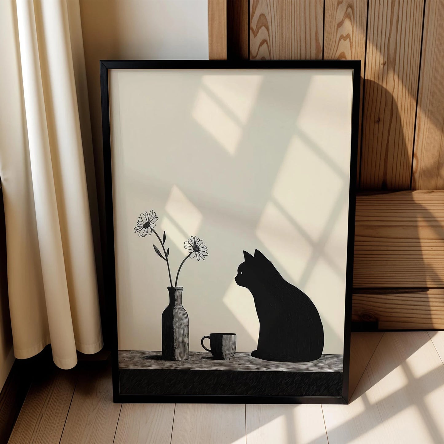 Kedi Portre XI - Minimalist Siyah