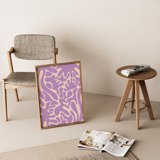 Matisse Kağıt Kesimleri Abstract Serisi Lila Bej Dallar I Duvar Tablosu