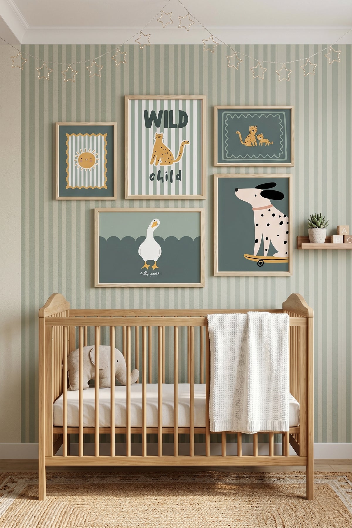 Wild Child Safari Temalı Bebek ve Çocuk Odası 5’li Çerçeveli Tablo Seti