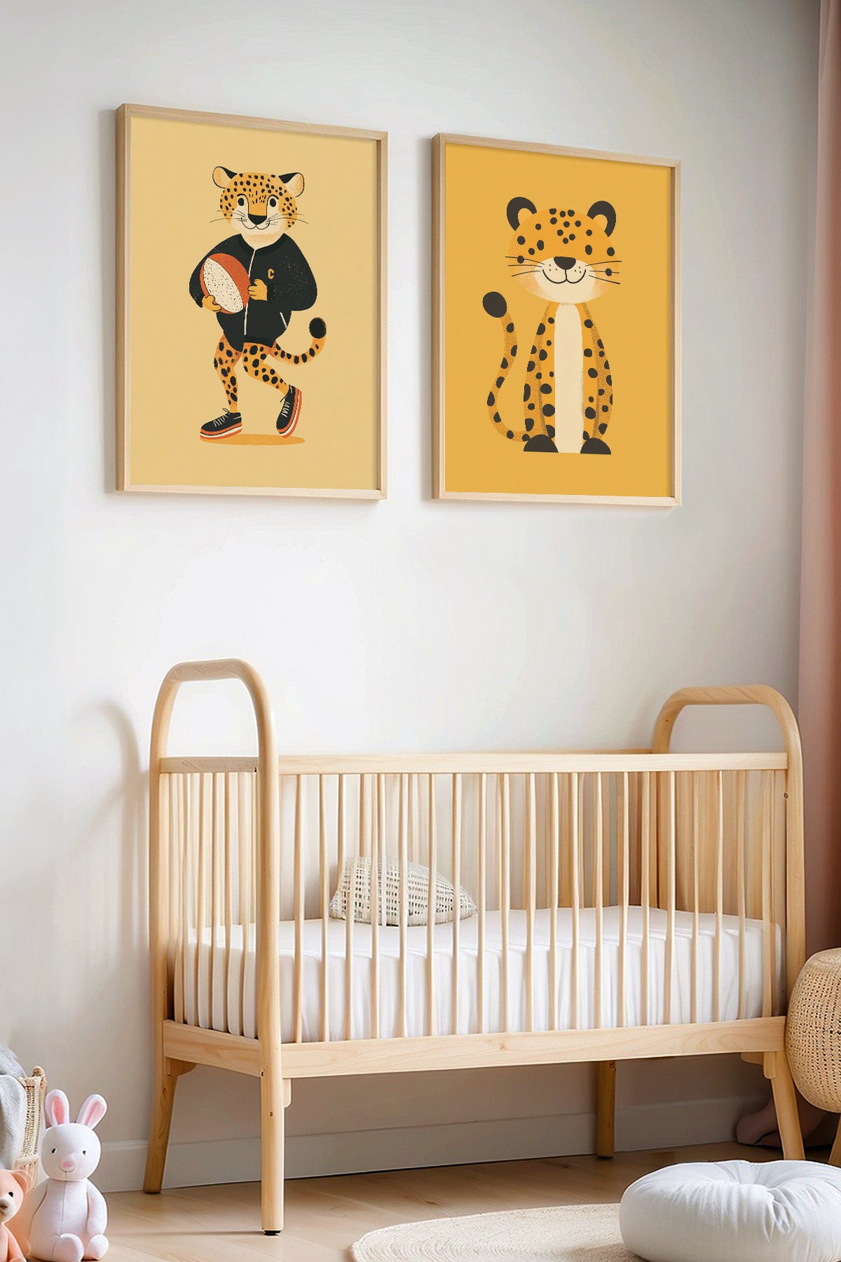 2'li Sevimli Marsupilamiler Çocuk Odası Ahşap Çerçeveli Duvar Tablosu