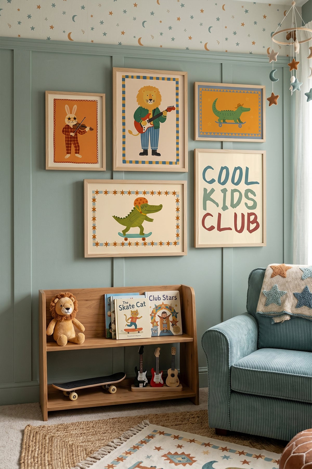 Cool Kids Club Temalı Bebek Ve Çocuk Odası 5’li Çerçeveli Tablo Seti