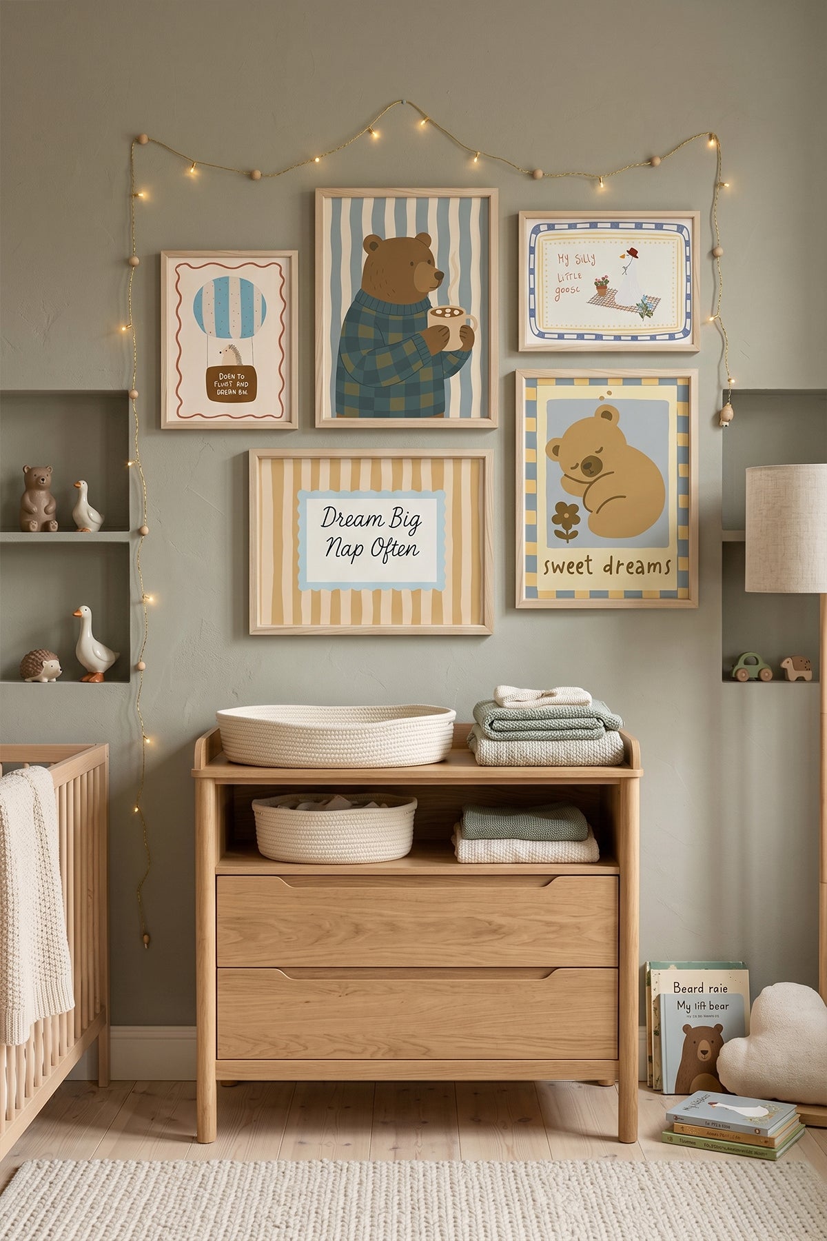 Cozy Bear Tatlı Rüyalar Bebek Ve Çocuk Odası 5’li Çerçeveli Tablo Seti