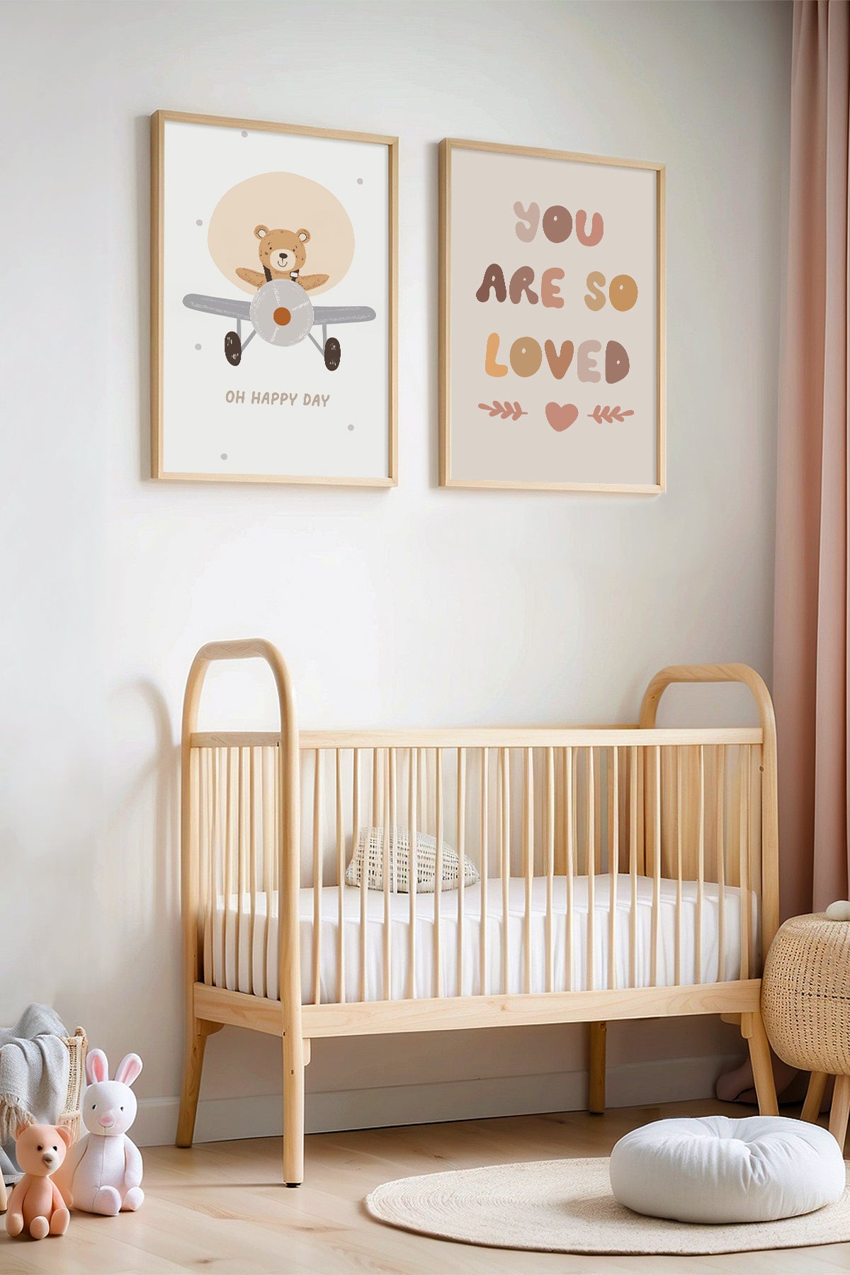 Pilot Ayıcık - You Are So Loved Doğal Ahşap Çerçeveli Çocuk Odası ve Bebek Odası Tablosu